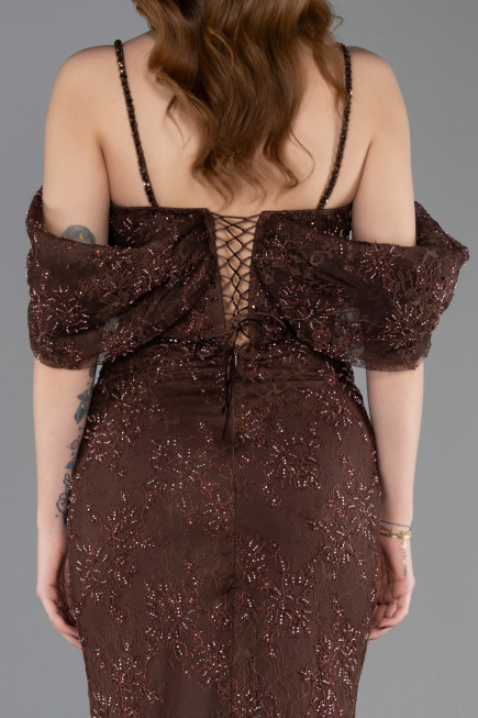 Long Brown Dantelle Mermaid Evening Gown ABU5822