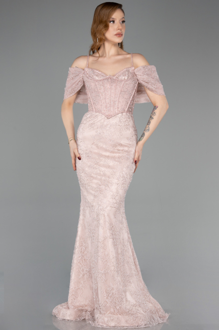Long Powder Color Dantelle Mermaid Evening Gown ABU5822