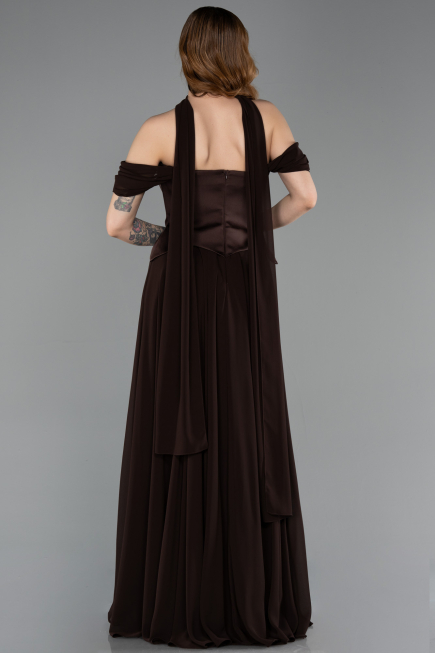 Brown Long Chiffon Evening Dress ABU5327