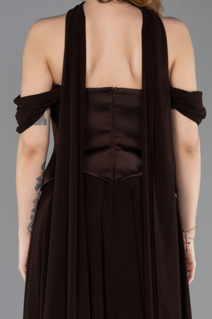 Brown Long Chiffon Evening Dress ABU5327