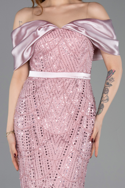 Powder Color Midi Beaded Party Dress ABK2453