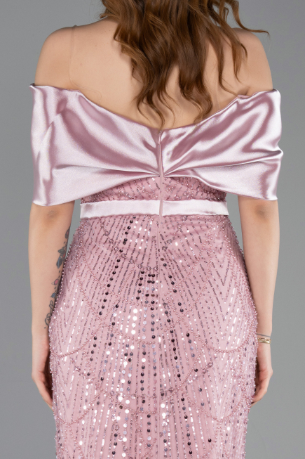 Powder Color Midi Beaded Party Dress ABK2453