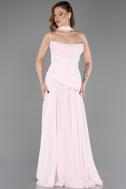 Long Powder Color Chiffon Prom Gown ABU5763