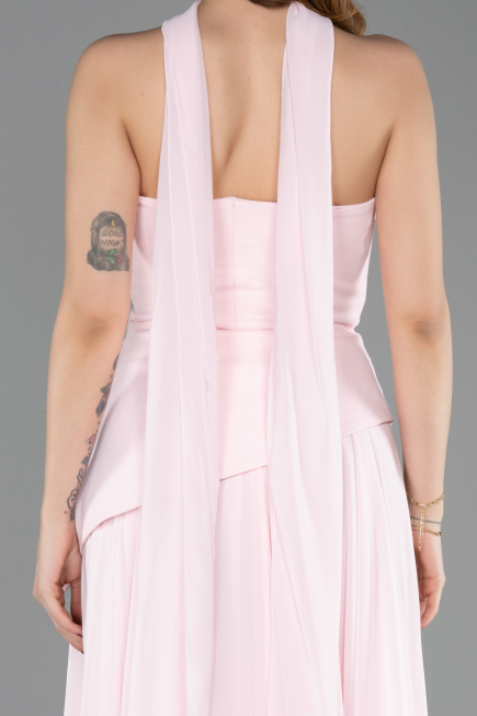 Long Powder Color Chiffon Prom Gown ABU5763