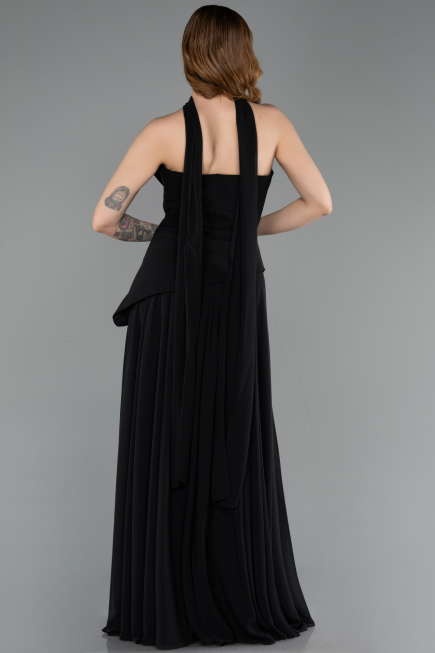Long Black Chiffon Prom Gown ABU5763
