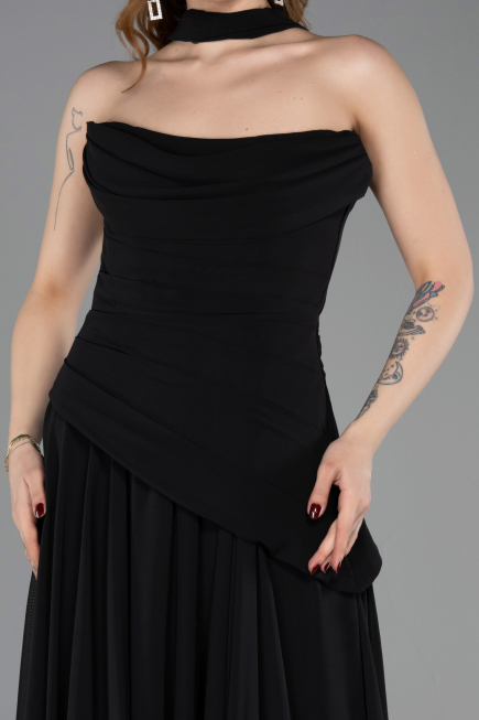 Long Black Chiffon Prom Gown ABU5763