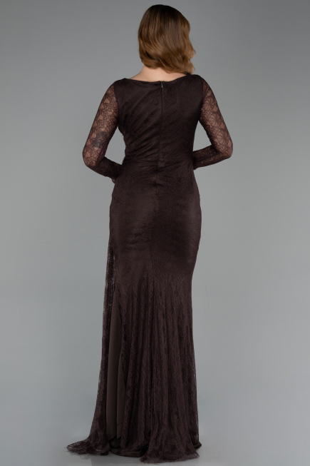 Brown Long Dantelle Evening Dress ABU5588
