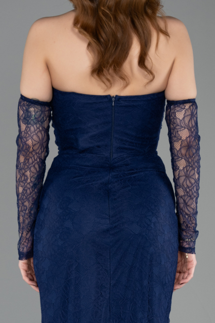 Navy Blue Long Dantelle Evening Dress ABU5603