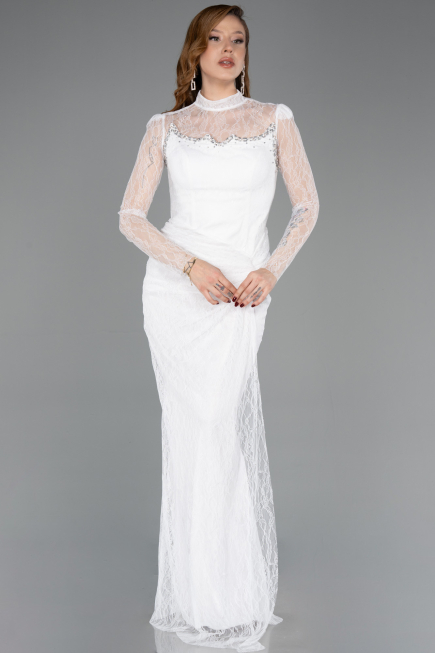 Long White Dantelle Evening Dress ABU5823