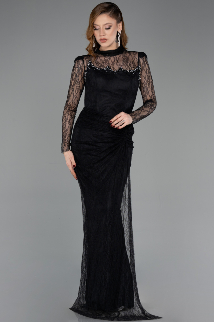 Long Black Dantelle Evening Dress ABU5823