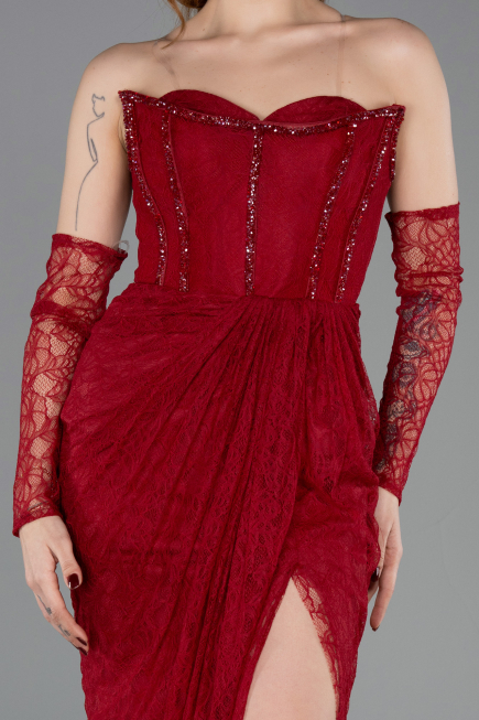 Long Burgundy Dantelle Evening Dress ABU5770