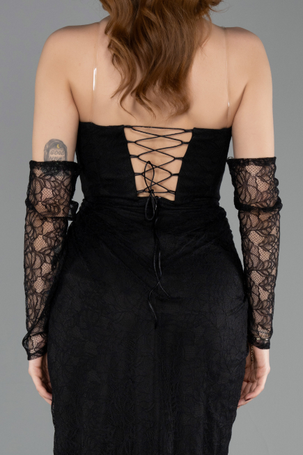 Long Black Dantelle Evening Dress ABU5770