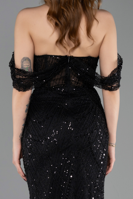 Long Black Beaded Evening Dress ABU5833