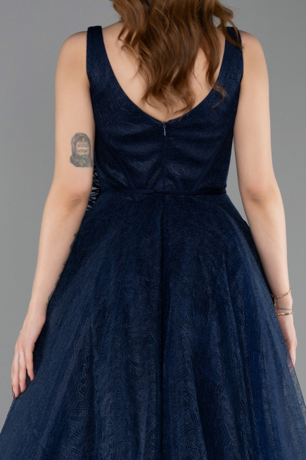 Long Navy Blue Dantelle Evening Dress ABU5778