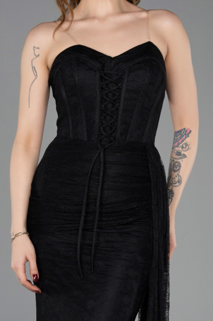 Long Black Dantelle Prom Gown ABU5795