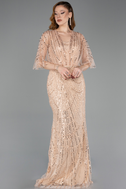 Long Gold Beaded Evening Dress ABU5798