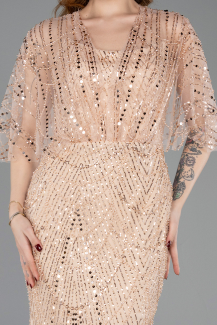Long Gold Beaded Evening Dress ABU5798