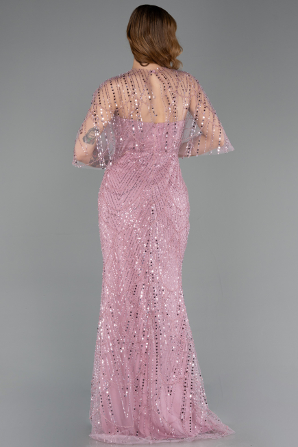 Long Powder Color Beaded Evening Dress ABU5798