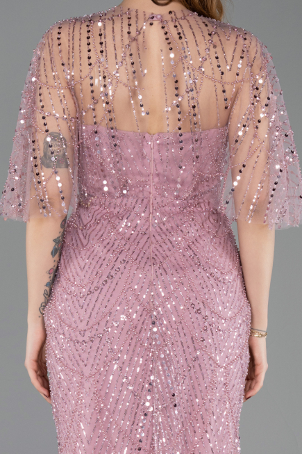 Long Powder Color Beaded Evening Dress ABU5798