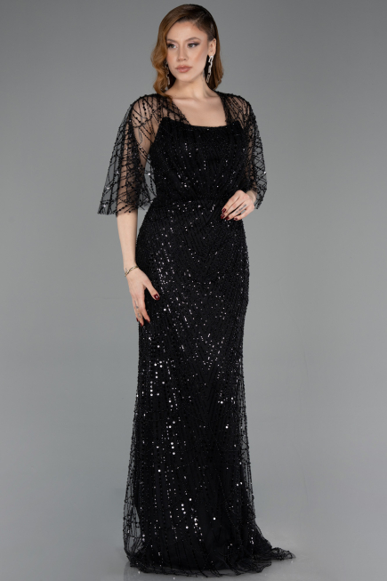 Long Black Beaded Evening Dress ABU5798