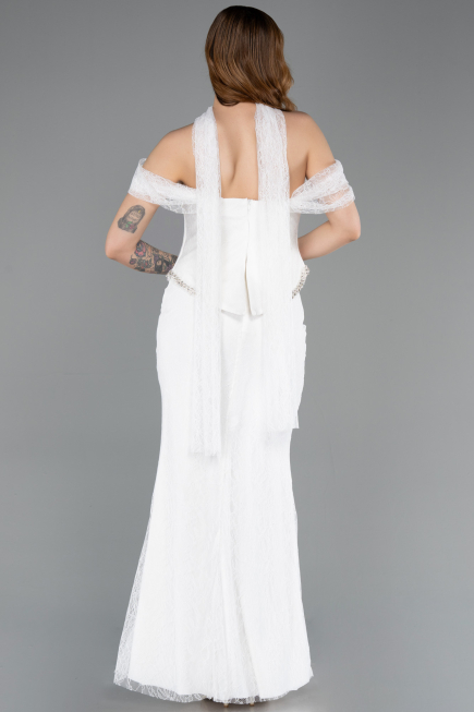 Long White Dantelle Evening Dress ABU5839