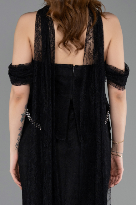 Long Black Dantelle Evening Dress ABU5839