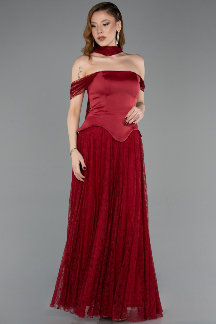 Long Burgundy Dantelle Evening Dress ABU5799