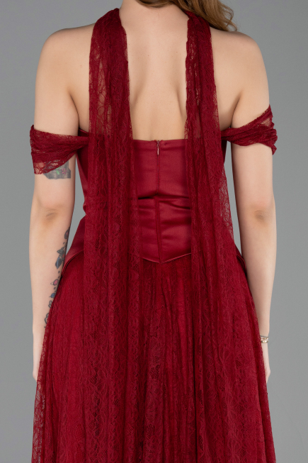 Long Burgundy Dantelle Evening Dress ABU5799