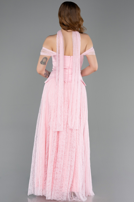 Long Powder Color Dantelle Evening Dress ABU5799