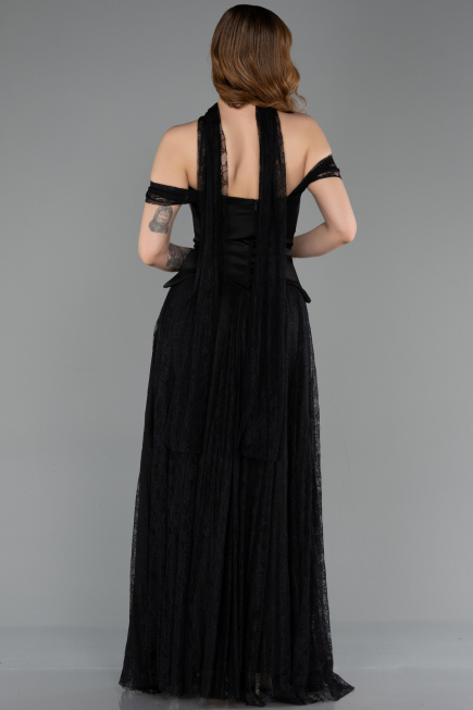 Long Black Dantelle Evening Dress ABU5799
