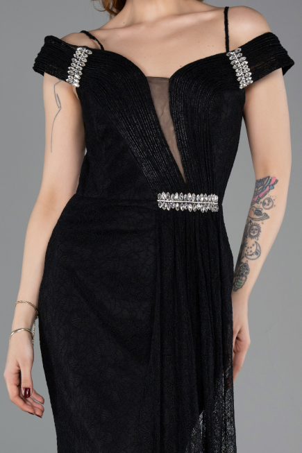 Long Black Dantelle Evening Dress ABU5841