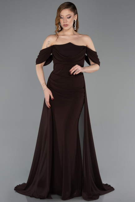Long Brown Chiffon Prom Gown ABU5826
