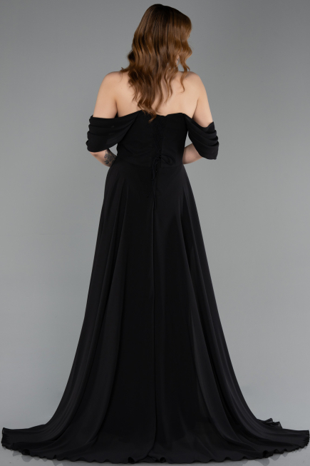 Long Black Chiffon Prom Gown ABU5826