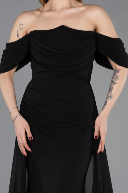 Long Black Chiffon Prom Gown ABU5826