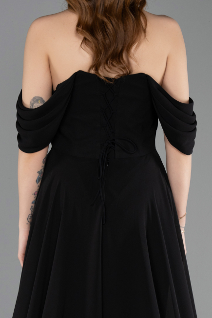 Long Black Chiffon Prom Gown ABU5826