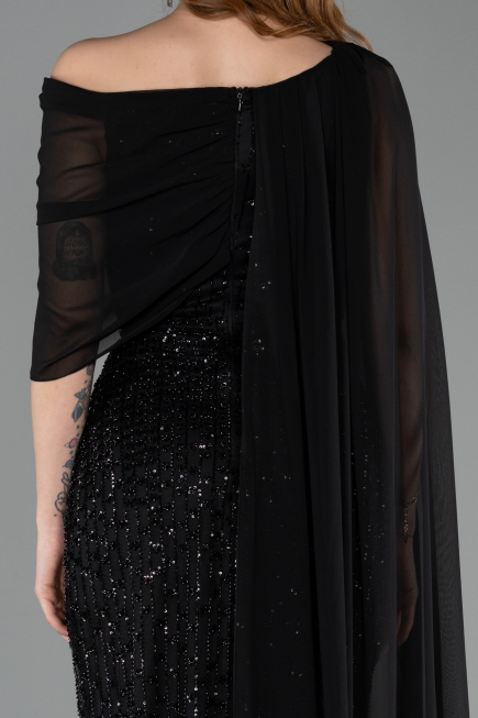 Long Black Beaded Evening Dress ABU5816