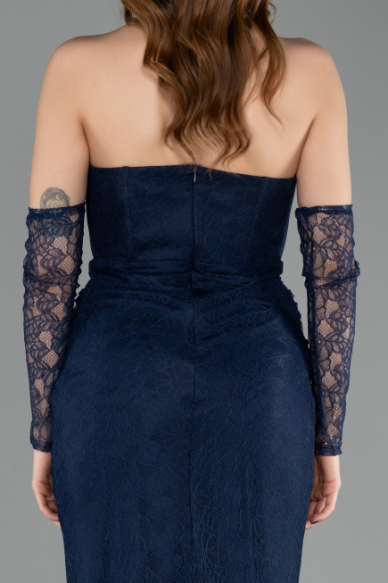 Long Navy Blue Dantelle Evening Dress ABU5817
