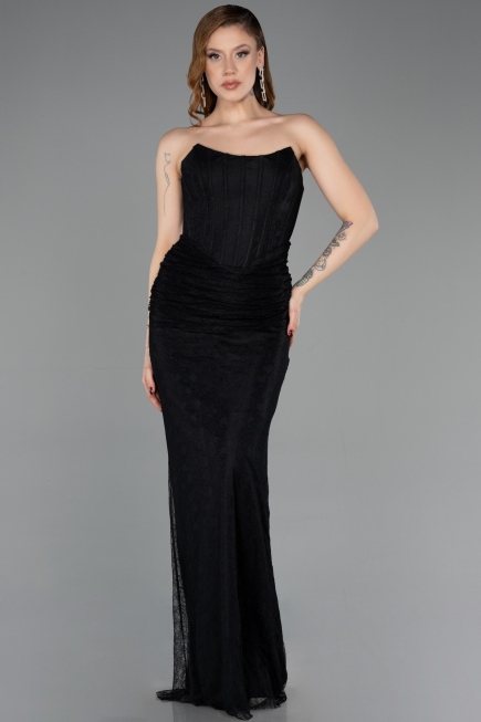 Long Black Dantelle Evening Dress ABU5817