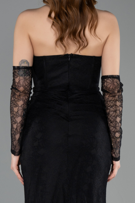 Long Black Dantelle Evening Dress ABU5817