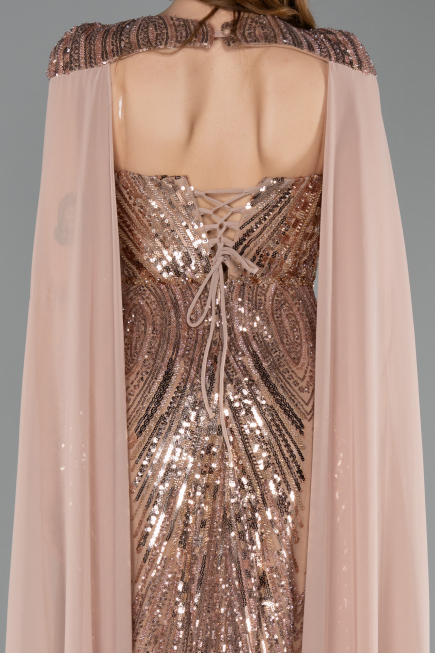 Long Copper Scaly Evening Dress ABU5828