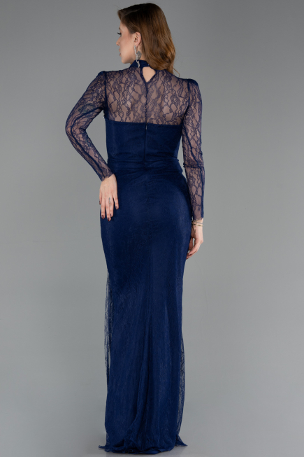 Long Navy Blue Dantelle Evening Dress ABU5823