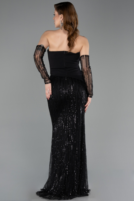 Long Black Beaded Evening Dress ABU5766
