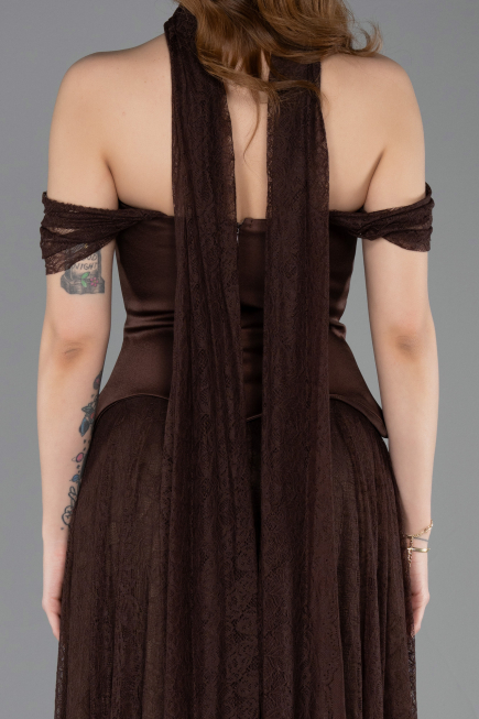 Long Brown Dantelle Evening Dress ABU5799