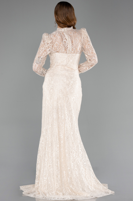 Long Beige Dantelle Evening Dress ABU5771