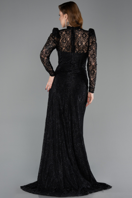 Long Black Dantelle Evening Dress ABU5771