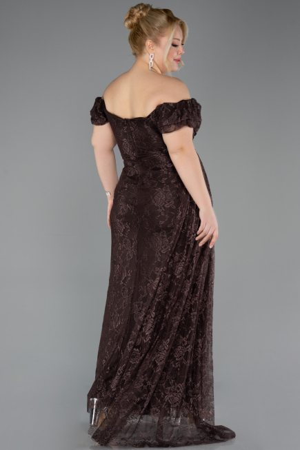Long Brown Dantelle Plus Size Evening Dress ABU5729