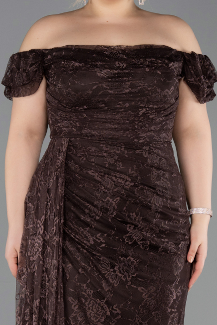 Long Brown Dantelle Plus Size Evening Dress ABU5729