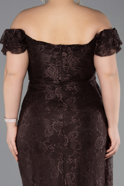 Long Brown Dantelle Plus Size Evening Dress ABU5729