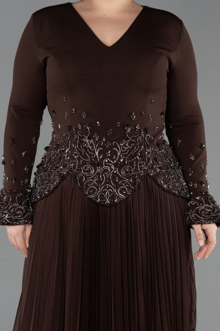 Long Brown Plus Size Evening Dress ABU5848