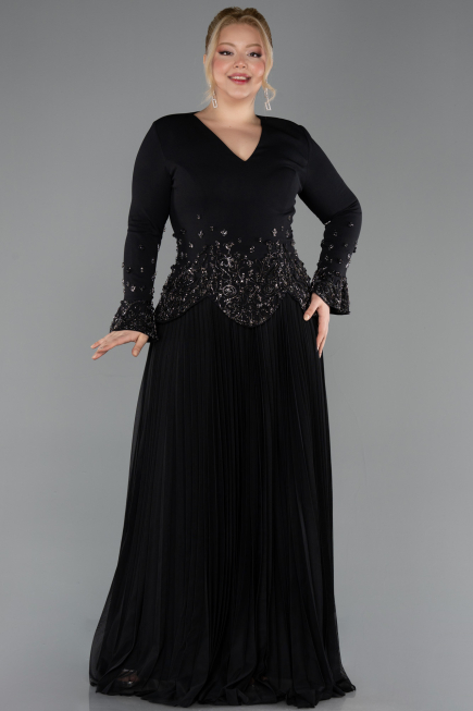 Long Black Plus Size Evening Dress ABU5848